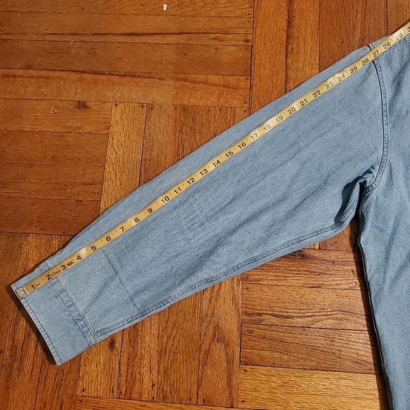 Customized Version Mens Denim Button Down Oversized Shirt Light Blue Wash Sz 2XL - Picture 12 of 12